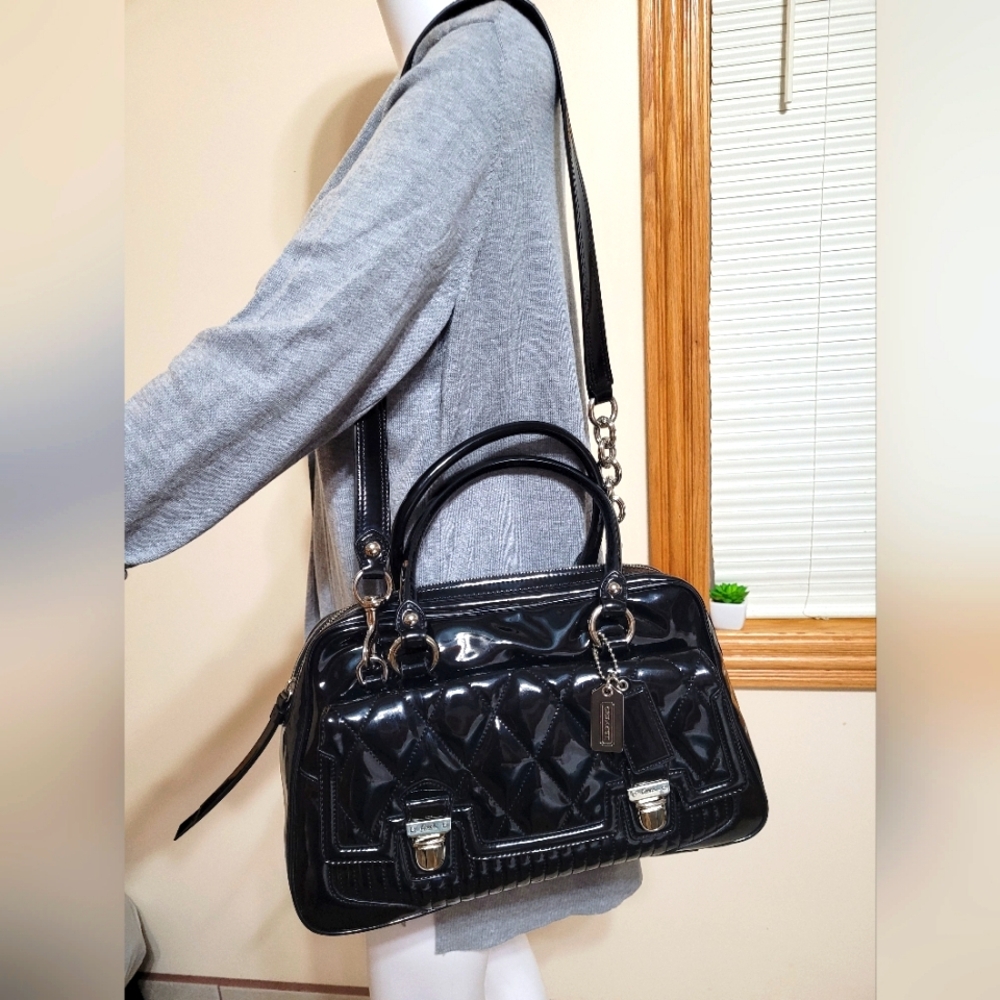 NWOT Vintage Coach 18675 Poppy Liquid Gloss Pushlock Quilted Satchel - RARE